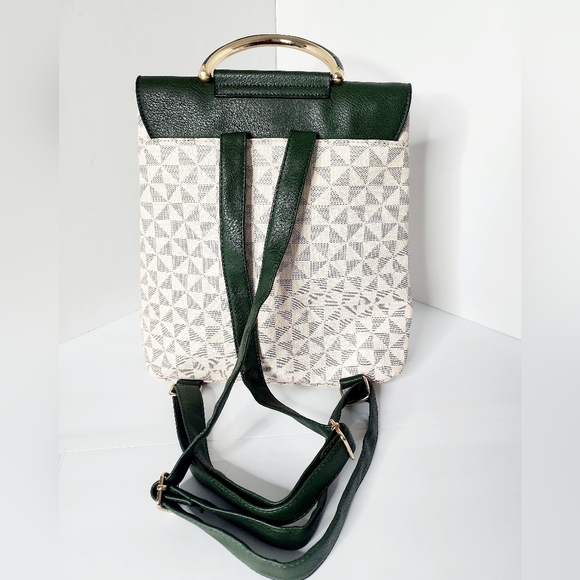 Stylish Beige Monogram Women\'s Green Colorblock Backpack Purse main image 6